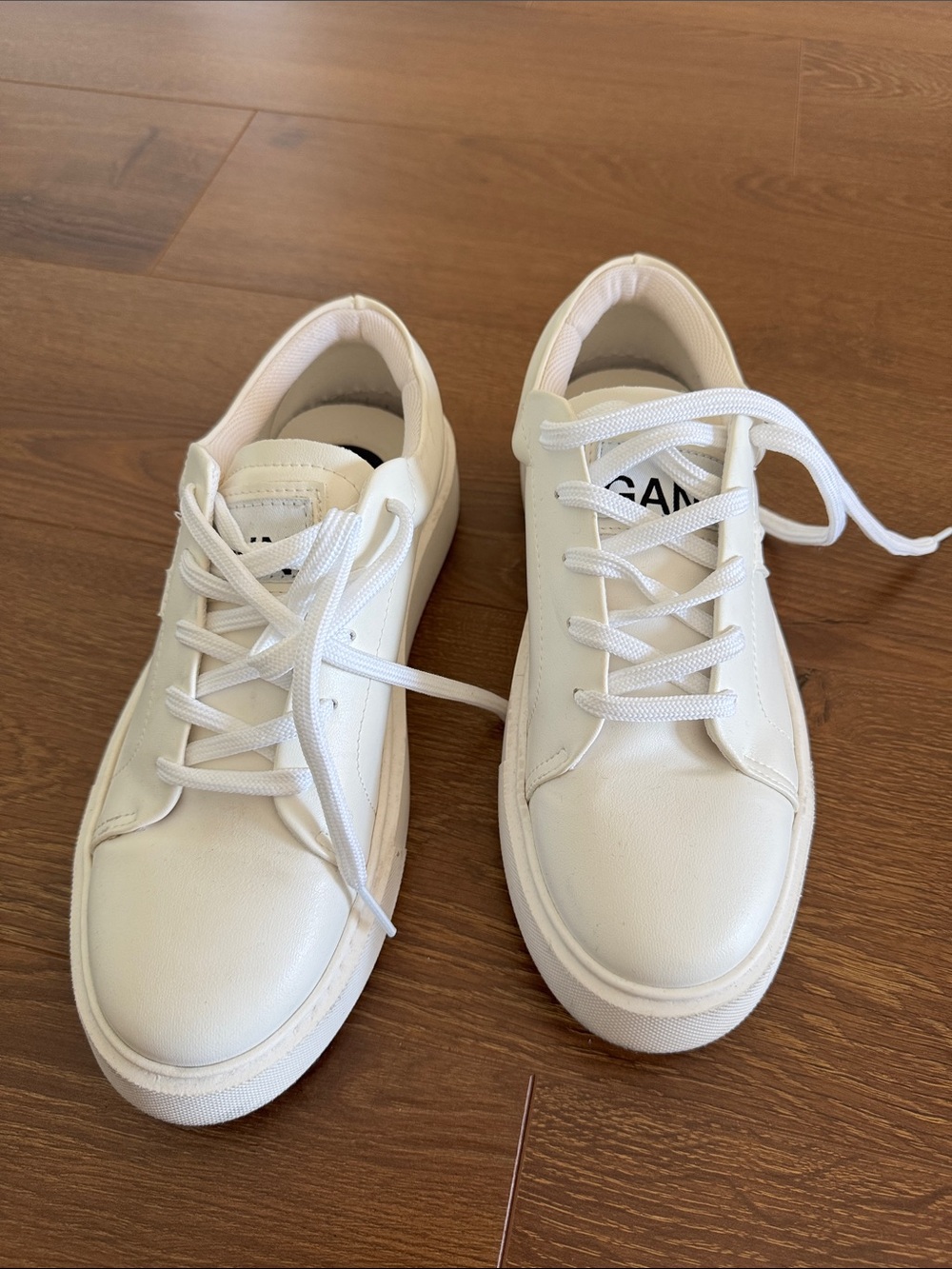 Ganni White Low-Top Leather Lace-Up Sneakers